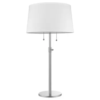 31" Silver Metal Two Light Adjustable Table Lamp With White Empire Shade