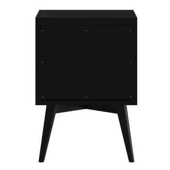 26" Black Solid Wood Two Drawer Nightstand