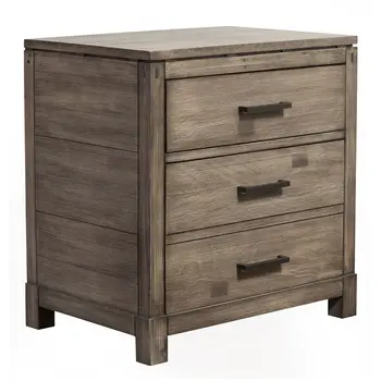 26" Gray Solid and Manufactured Wood Two Drawer Nightstand