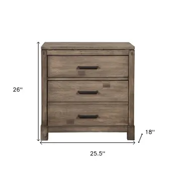 26" Gray Solid and Manufactured Wood Two Drawer Nightstand