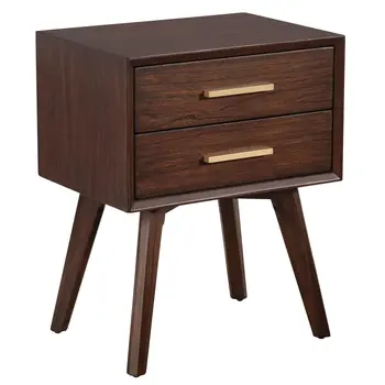 25" Solid Wood and Wood Two Drawer Nightstand
