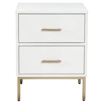 26" Solid Wood and Wood Two Drawer Nightstand
