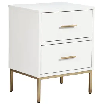 26" Solid Wood and Wood Two Drawer Nightstand