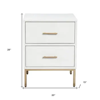 26" Solid Wood and Wood Two Drawer Nightstand