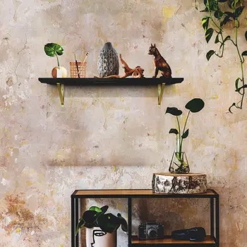 36" Brown Wood Wall Mounted Bracket Shelf