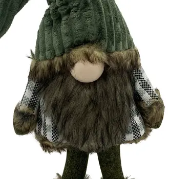 30" Dark Green Fabric Christmas Standing Gnome Tabletop Sculpture