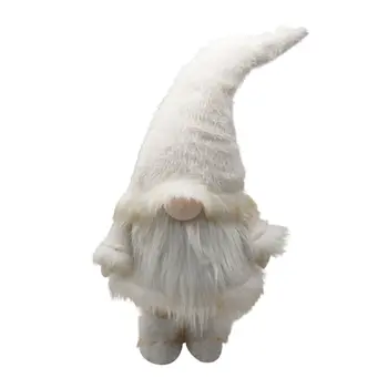 30" White Fabric Christmas Standing Gnome Tabletop Sculpture