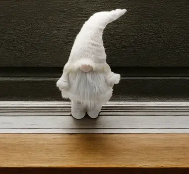 30" White Fabric Christmas Standing Gnome Tabletop Sculpture
