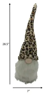 29" Tan Fabric Christmas Standing Gnome Tabletop Sculpture