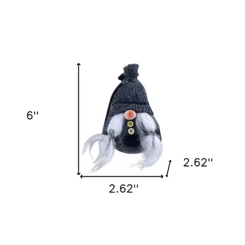 6" Black and Gray Fabric Christmas Standing Gnome Tabletop Sculpture