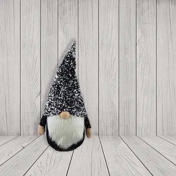 24" Glittery Black and White Sparkle Gnome