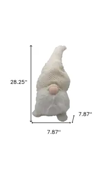 28" White Fabric Christmas Standing Gnome Tabletop Sculpture