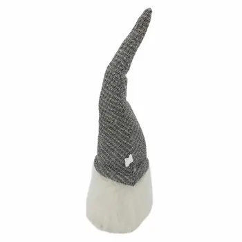 28" Gray Fabric Christmas Standing Gnome Tabletop Sculpture