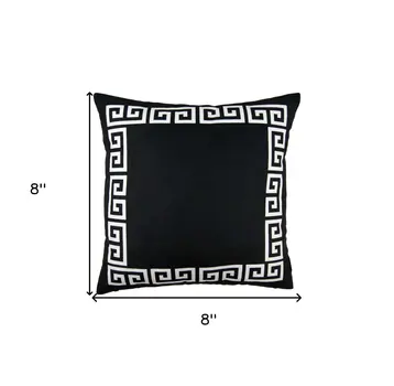 18" Black And White Geometric Fabric Throw Pillow