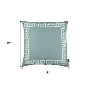 Gray and White Greek Key Bordered Throw Pillow