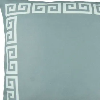 Gray and White Greek Key Bordered Throw Pillow