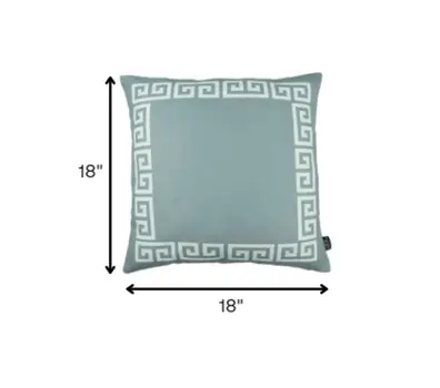 Gray and White Greek Key Bordered Throw Pillow