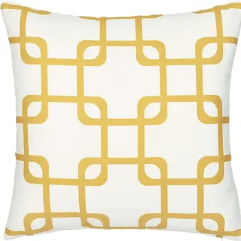 Yellow and White Grid Geometric Throw Pillow