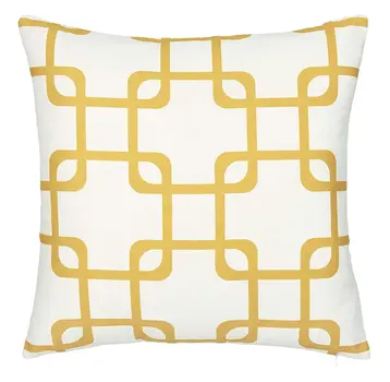 Yellow and White Grid Geometric Throw Pillow