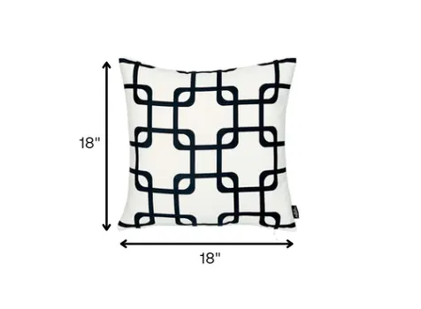 Black and White Grid Geometric Throw Pillow