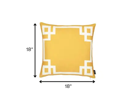 Yellow and White Geometric Border Throw Pillow