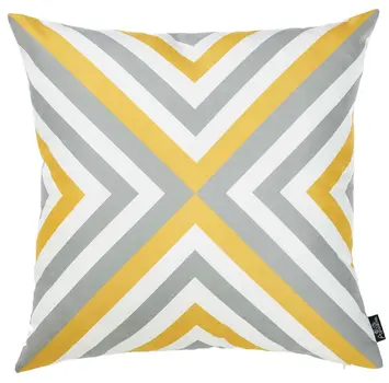 Yellow and Gray Triangle Geometric Throw Pillow