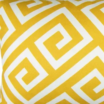 Yellow Greek Key Pattern Lumbar Throw Pillow