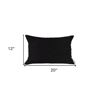 Black Solid Lumbar Throw Pillow
