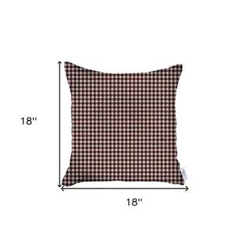 Maroon Red Houndstooth Pattern Throw Pillow