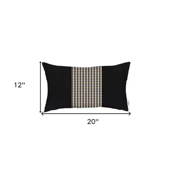 Tan and Black Houndstooth Lumbar Throw Pillow