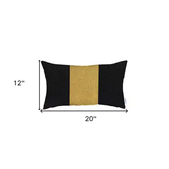 Black and Yellow Midsection Lumbar Throw Pillow