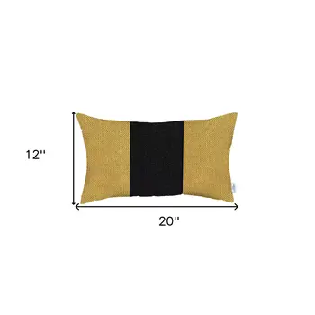 Yellow and Black Midsection Lumbar Throw Pillow