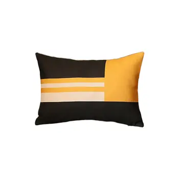 Yellow and Black Geometric Lumbar Throw Pillow