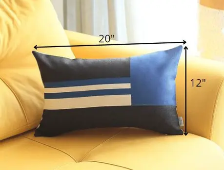 Blue and Black Geometric Lumbar Throw Pillow