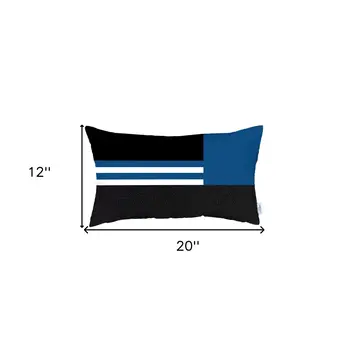 Blue and Black Geometric Lumbar Throw Pillow
