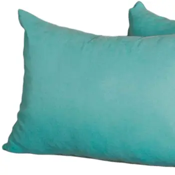 Set of Two 12" X 20" Turquoise Fabric Lumbar Throw Pillows