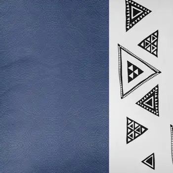 Navy Triangular Motifs Faux Leather Throw Pillow