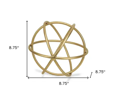 Petite Gold Metal Orb Decorative Sculpture