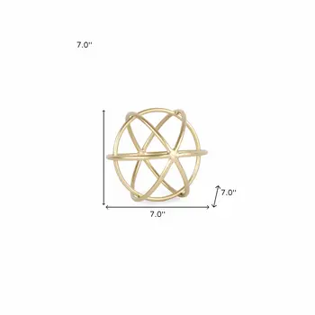7" Gold Metal Orb Decorative Sculpture