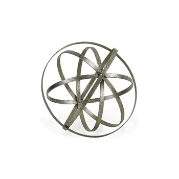 10" Silver Metal Hand Painted Decorative Orb Tabletop Sculpture