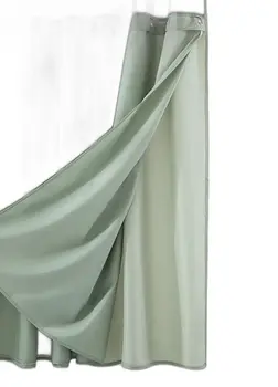 Sage Green Modern Grid Shower Curtain and Liner Set