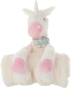 17" X 7" Ivory Unicorn Throw Pillow with Flock