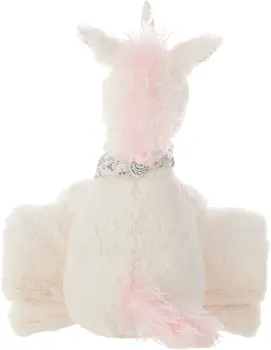 17" X 7" Ivory Unicorn Fabric Throw Pillow with Texture