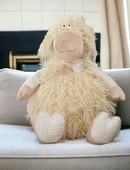 26" X 22" Ivory Lamb Fabric Throw Pillow