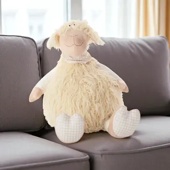 26" X 22" Ivory Lamb Fabric Throw Pillow