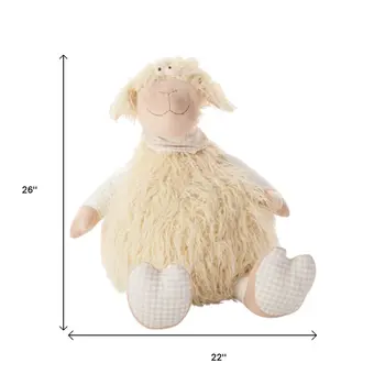 26" X 22" Ivory Lamb Fabric Throw Pillow