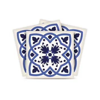 8" X 8" Blue And White Mosaic Peel And Stick Removable Tiles