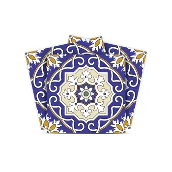 4" X 4" Blue White and Gold Mosaic Removable Tiles