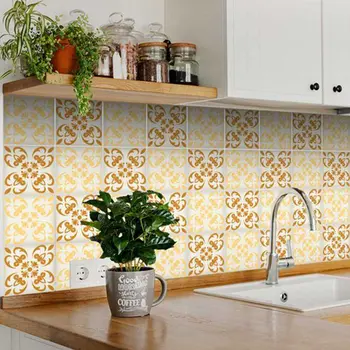 6" X 6" Golden Yellow Retro Peel And Stick Removable Tiles