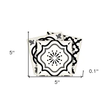 5" X 5" Black and White Multi  Peel and Stick Removable Tiles